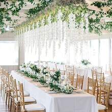 Nejlue Artificial Flowers/Plants1111 Home & Living 12Pcs Wisteria Hanging Flowers Artificial Wisteria Flowers Artificial Fake Wisteria Vine Rattan Hanging Garland Silk Flowers String For Home Decor,Indoor Outdoor Decor, Room Decor,Garden Decor,Bedroom Decor,Wedding Decor(6 Colors) - Apricot - View 5