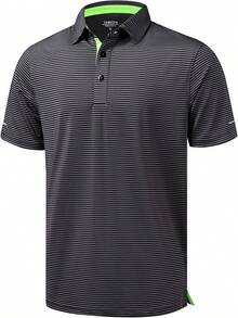 Golf Shirts For Men - Moisture Wicking Short Sleeve Performance Sport Casual Striped Collared Mens Polo Shirt-2025 - Sọc xanh trắng - Xem 11