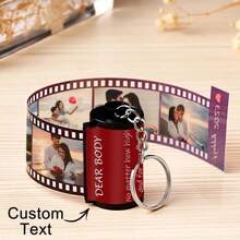 Personalized Photo Keychain, Customized Keychain With Text, Customized Name Keychain, Movie Film Keychain, Mini Photo Album, Keychain - Multicolor-i Love You - View 5