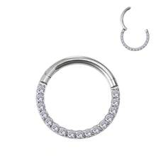 1 件不锈钢微密镶氧化锆隔膜戒指，男女通用穿孔首饰