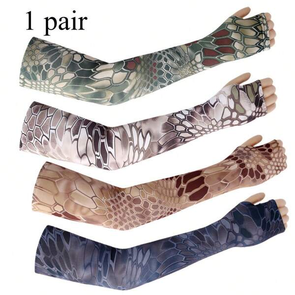 1 paire de manchettes de bras en maille avec imprimé peau de serpent bloquant les UV pour l'été, manchons de bras spécialisés pour le cyclisme et les sports de plein air