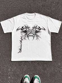 Plus Size 1 Pcs  Cotton Vintage Y2K Size 2XL Tapout AOP Graphic Graphic Print T Shirt Tops TEE 220g Heavy Cotton T Shirt - 白色 - 查看 1