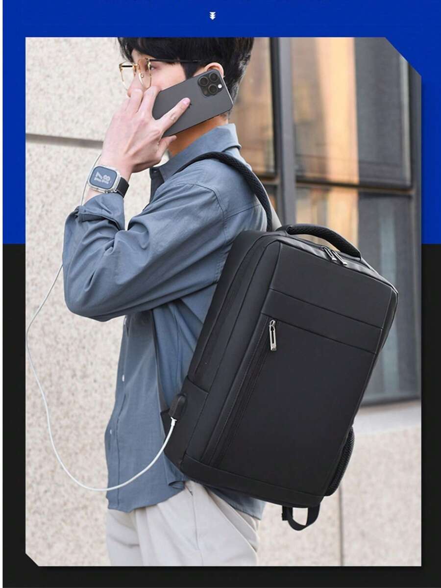 Backpack, Slim Business Notebook, 14-Inch Computer Bag, Versatile Casual USB Backpack For Men And Women - màu đen - Xem 1