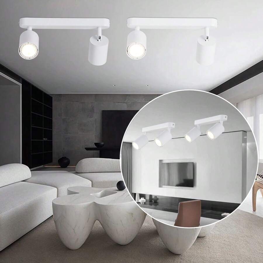 LED 吸顶灯 GU10 可更换灯泡定向四头吸顶灯，适合在客厅安装聚光灯 - 白色 - 查看 1