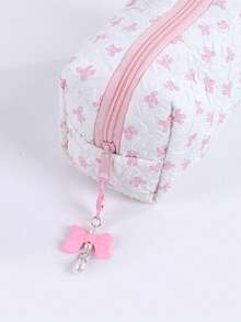 1 件蝴蝶结图案涤纶材质精致铅笔袋，3 种颜色选择宽敞的空间设计文具收纳袋，便携式时尚学生学习用品，开学季送给朋友的文具礼物，铅笔盒，铅笔袋，书包学习用品，回到学校 - 彩色 - 查看 3