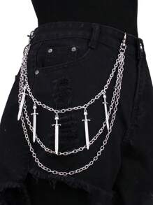 Sortierte Stile stilvolle Taillen-Accessoires, langer Schwert-Anhänger Hüftkette, mehrschichtige Metallinvintage-Körperkette, sexy Taillendekoration geeignet für verschiedene Anlässe, schöne, vielseitige Lässig Kleidung