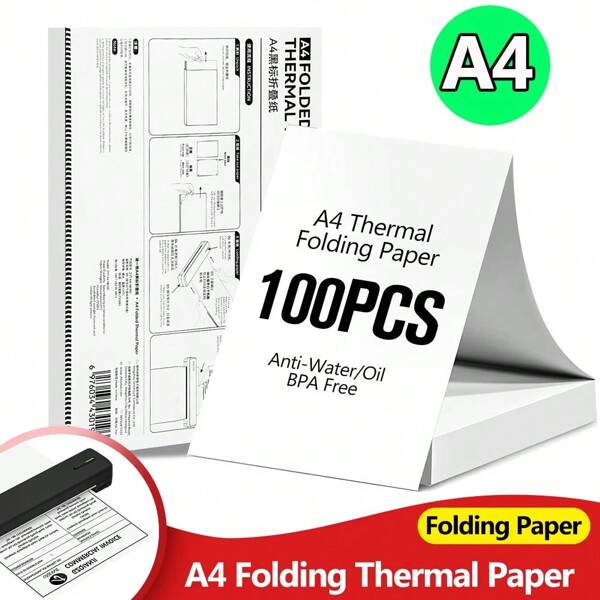 100/200Sheets A4 Portable ThermalPrinter Folding Official Thermal Paper 210mm A40 Multipurpose PrintingPaper For Office Study