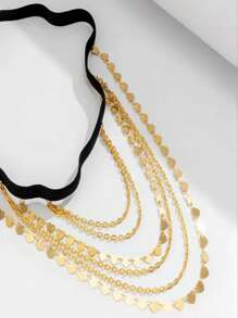 1 Stück luxuriöse Herzform Pailletten Quaste elastische Bein Kette, Frauen Mode sexy Glitzer Oberschenkel Kette, minimalistischer Straßen-Stil für Sommer Strand
