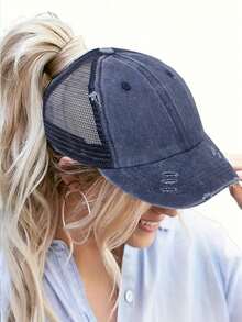 1 件女式复古做旧高马尾棒球帽，经典后扣式太阳帽，适合日常休闲装、节日、派对、万圣节 - 彩色 - 查看 5