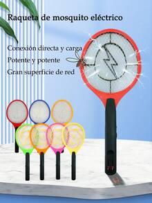 3500V Raqueta Eléctrica Mata Mosquitos Y Moscas Recargable Con Luz Led - Naranja - Ver 11