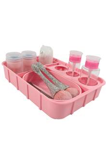 klimonla Multi-Functional Large Capacity Nail Art Organizer Tray, Can Hold Nail Brushes, Containers, Nail Tools - Pink - View 8