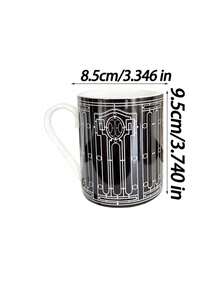 Cabin Kangaroo 1入組北歐風格簡約陶瓷咖啡杯，INS風格帶釉柱狀創意美式杯，大容量家居用品，精美的北歐下午咖啡杯，適合家庭廚房，生日禮物，節日祝福，派對用品，是男女朋友的理想禮物 - 一個黑色白線咖啡杯 - 查看 8