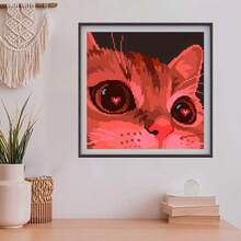 1pc DIY Diamond Painting Kit - Full Round Diamond Acrylic Diamond Cat Theme Canvas - Suitable For Bedroom, Hallway, Study, Bathroom Relaxation Handicraft Activity - Easy To Use, Perfect Gift - Multicolor - View 9