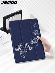 1 个海龟印花蓝色扁平保护壳，兼容 iPad 10.2、iPad Pro 11 英寸 2021/2020/10 代、iPad Mini 4/5/6、Galaxy Tab A8 10.5 英寸 2022、Matepad 10.4 英寸/Tab，带铅笔槽，自动睡眠/唤醒功能 - 彩色 - 查看 1