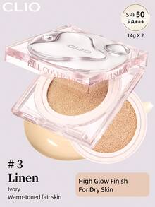 Clio K-Beauty KILL COVER 高光澤氣墊粉底霜 14g*2 [含補充裝] SPF50+ PA++++，適合乾性肌膚，高光澤妝感，全遮瑕，72小時長效持妝，貼膚無粉感，輕盈可疊加遮瑕 - #3 LINEN - 查看 2