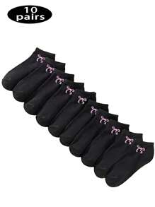 Set de 10/20/30 pares de calcetines casuales para mujer con diseño de lazo, suaves y cómodos para uso diario, deportes, viajes, de estilo sencillo y versátil