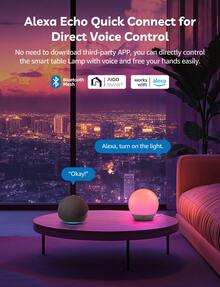 Aigostar Mesh- Smart Bedside Lamp, Layered Color Control Bluetooth Table Lamp Compatible With Alexa, RGB CCT Dimmable Bedside Touch Lamp, For Bedroom Living Room - RGB+CCT - 查看 3
