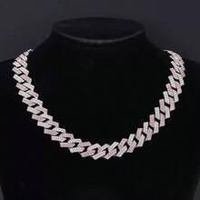 1 件嘻哈个性化时尚复古多色粉色闪亮 DIY 项链 T 恤配饰项链适合日常佩戴、派对和礼物