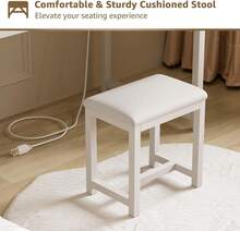 Escritorio Blanco Con Espejo Y Luz, Juego De Tocador De Maquillaje Con Silla, Almacenamiento, Espejo Iluminado, 8 Cajones De Tela Grandes Y Toma De Corriente, Tocadores De Tocador Para Dormitorio De - Ginger - View 6