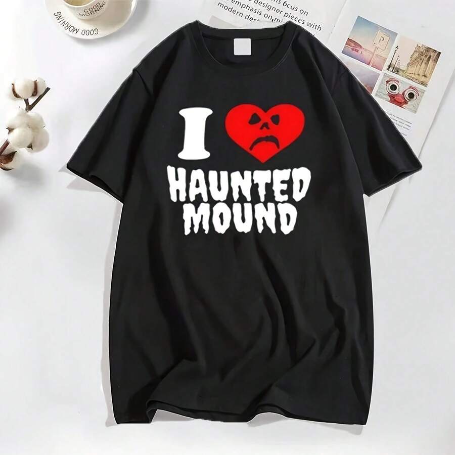 Sematary I Love Haunted Mound -S Popular Heart Pe Print Funny Streeetwear Cotton Clog220g High-Quality Cotton -Shirt With Minimalist Printing,Soft And Breathable Fabric,Comfortable And Loose,Suitable All Day Wear,Suitable Office Casual Wear,Spring And Summer Daily Appearance,Elegant And Youthful Design Ropa De Hombre Women's Solid-Colored Boat Neck Short-Sleeve One-Piece Shirt, Suitable For Summer Wear, Paired With Printed Shirts, Ladies' Tops, And Printed Short-Sleeve Shirts. Women's Clothing - Black 1 - View 1