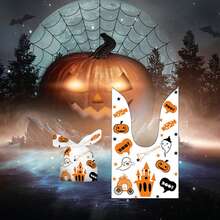 50 Pieces Halloween Rabbit Ear Snack Bag Halloween Rabbit Ear Candy Gift Bags Rabbit Goody Bags Halloween Bags Party Supplies - Haunted Castle - View 5