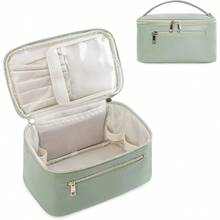 Wandering Nature Akeup Bag Travel Ake Up Organizer Cosetic Brush Bags Case For Woen In Vegan Leather Sage  Patent Pending - SageGreenDa - Xem 1