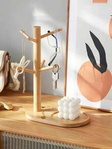 Bamboo Color Cup Holder, Water Glass Hanging Rack, Coffee Cup Storage Rack, Wine Glass Holder, Stemware Rack, Mug Shelf - Apricot - View 6