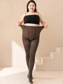 1 Pair 220g Thick Warm Leggings For Women, Winter Thermal Lined Skinny Tights, Elastic Slim Fit Sexy Pantyhose