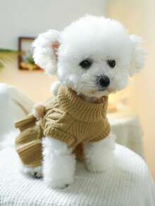 1件寵物衣服 狗貓服飾 柔軟舒適毛線洋裝 適合小型中型犬 幼犬 吉娃娃 - 咖啡色 - 咖啡棕 - 查看 4