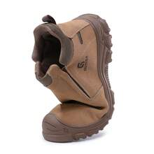 GUYISA 棕色中帮休闲工作鞋，安全鞋头，防刺穿，防火花，耐热，柔软耐用，适合焊接工人四季穿着