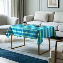 1pc Colorful Striped Tablecloth, 100% Polyester, Rectangular, Suitable For Spring/Summer Farmhouse Dining Room Decor, Great For Kitchen, Outdoor, Picnic, Holiday Party, With Temporary Water-Resistant Effect, Nice Gift Choice - Multicolor - View 21