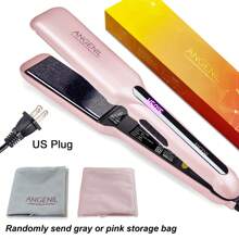 ANGENIL ANGENIL Argan Oil Flat Curler, Professional Portable Dual Voltage PET Hair Straightener, 1.6 Inch Wide Flat Clip For Thick Hair, Fast Straightening And Styling, LCD Display