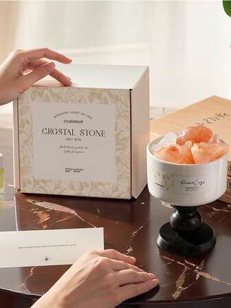 1 Set Aromatherapy Stones, Aroma Essential Oil Diffuser Stones, Aroma Crystals, Water Crystals, Flameless Aroma Essential Oil Decor, Vintage Stemmed Ceramic Vessel Gift Set, Add Essential Oils To Freshen Air, Relieve Fatigue, Aid Sleep, Relieve Stress