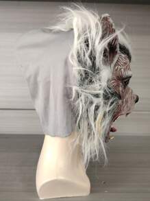 On Halloween, There Will Be A Wolf Head Latex Animal Headgear Mask Dance And A Funny Cosplay As An In A Haunted House Escape Room