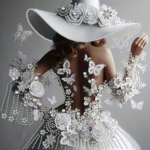 5D DIY 钻石画马赛克套件，带美丽女性图案，全圆形钻石刺绣艺术用品，手工礼物，家居装饰墙面艺术，让您享受专注于钻石画的时光，无框架 - 彩色 - 查看 3