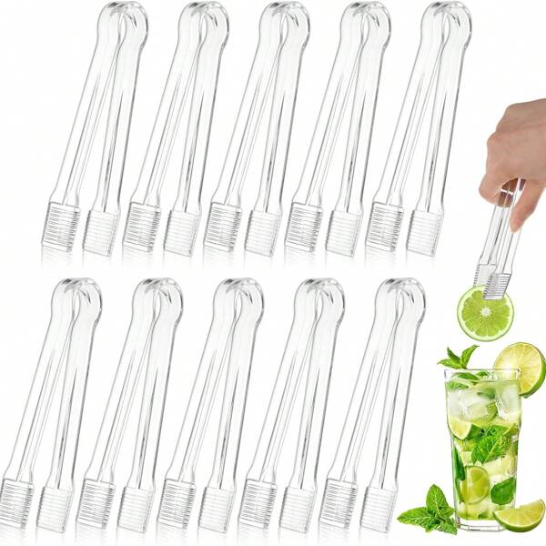 5/6/10 Pcs Buffet Tongs, 6.3 Inch Mini Food Service Utensil Clip, Transparent Kitchen Tong, Mini Ice Tong, Mini Dining Clip, Sugar Cube Mini Ice Tong For Tea & Coffee Parties, Celebrations, Bars, Canapés, Salad, Dessert, Sandwich, Barbecue, Cookies, Summer, Summer Set