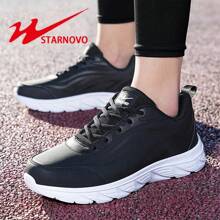 STARNOVO STARNOVO Herrenschuhe, schwarze Lässig Schuhe, Lederoberfläche wasserdichte Laufschuhe mit weicher Sohle, Herren Reiseschuhe