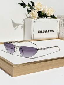1 对女士渐变色金属猫眼塑料辣妹风格精致性感优雅简约时尚眼镜，适合日常、旅行、户外穿着