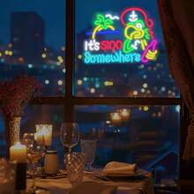 Insegna luminosa al neon "It's 5 o'clock somewhere", luci da barra, sala giochi, finestre, pareti, feste, compleanni, camera da letto, comodino, decorazione, regali per uomo