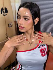 DareSee 1pc Initial Charm Necklace For Women Beach Letter Necklace With Rose, Boot, Faux Pearl, Heart Pendant Charms For Women's Daily, Party, Music Festival Jewelry Accessories, Teen Girl Gifts Stuff Music Fest Y2KFest Back To School Autumn Christmas Christmas Winter Christmas Gifts