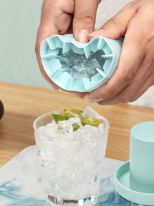 1pc Silicone Ice Cube Mould, Cylinder 3D Ice Cube Maker,Simple Bucket Design Ice Cube Maker Tray With Lid For Kitchen Seafood Sashimi, Back To School Supplies