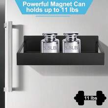 Magnetisches Gewürzregal, Kühlschrankmagnetregal mit hohlem Boden, ohne Bohren, selbstklebende Gewürzregale für Kühlschrank, Backofen, Mikrowelle, Waschmaschine, Geschirrspüler, Trockner, Aktenschrank, Tür, Größe L 29,5 cm, Größe S 27 cm, Schwarz, 2 Stück - Schwarz - Übersicht 11