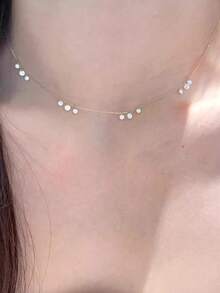 GAGAFEEL 1 pieza Elegante y de moda Colgante de Collar de Plata de Ley S925 con Zirconia en Forma de Lágrima, Cadena de Clavícula, Versátil para el Uso Diario, Gran Regalo