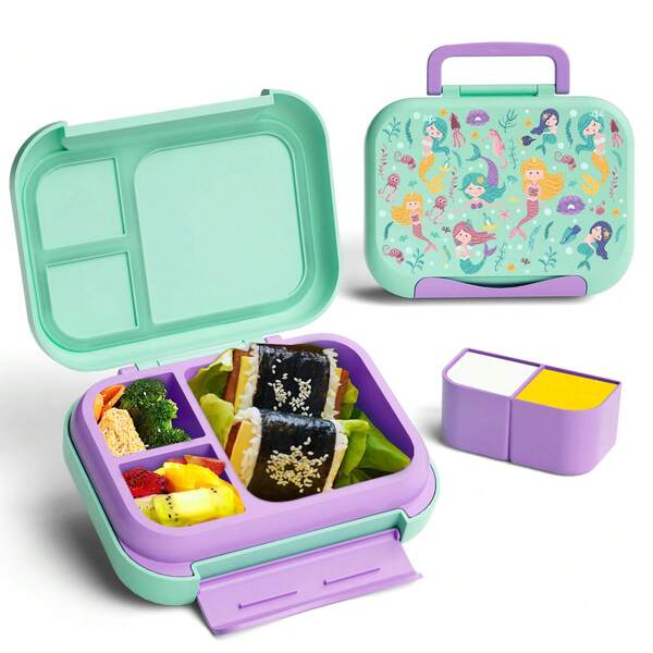 1pc Anime-Inspired Lunch Box Leak-Proof Bento Box, Dishwasher Safe, Microwaveable, Colorful Character Design, Rectangular Shape With Handle, Ideal For School And Picnics, School Lunchbox, Durable Plastic Box, Back To School Season, Lunch Boxes