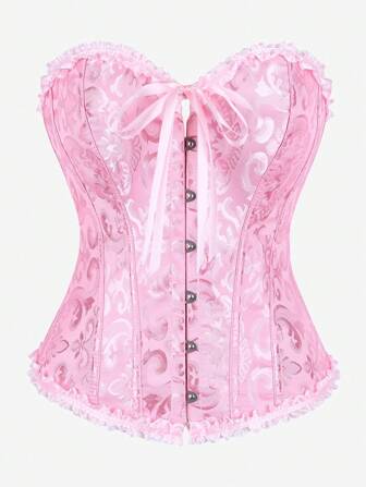 束胸衣，经典束胸衣，无肩带，甜美合身，有骨紧身衣，荷叶边露背，修身束腰，化妆舞会服装，万圣节