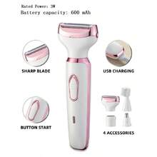 1pc Electric Ladies Shaver Home Portable 4-In-1 - White - View 9