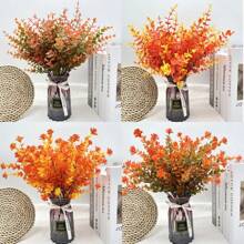 Outdoor Autumn Flowers, UV-Resistant Artificial Autumn Plants And Autumn Camellia Eucalyptus Artificial Autumn Flowers, Green Plants Are Suitable For Outdoor Home Porches, Terraces, And Thanksgiving Decorations