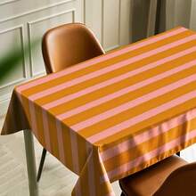 1pc Colorful Striped Tablecloth, 100% Polyester, Rectangular, Suitable For Spring/Summer Farmhouse Dining Room Decor, Great For Kitchen, Outdoor, Picnic, Holiday Party, With Temporary Water-Resistant Effect, Nice Gift Choice - Multicolor - View 20