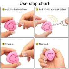 New Personal Alarm, Heart-Shaped Alarm, Women's Self-Defense Alarm, Outdoor Portable Alarm, Keychain Accessory, Self-Defense Keychain, Button Battery (LR44*3) Personal Alarm, Compact, Flashlight, 125dB High Decibel Alarm, LED Flashing Light, Suitable For Women And Elderly As Emergency Alert Device