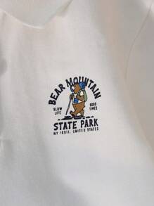 Camicia polo casual a maniche lunghe con stampa di lettere per ragazzo giovane